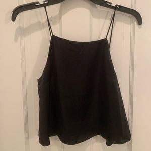 Black Satin Crop Tank